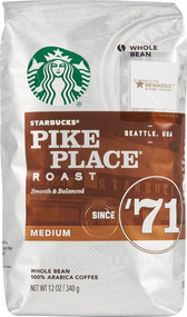 3 PACK of Starbucks Whole Bean Coffee Medium Roast Pike Place Roast -- 12 oz