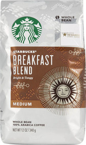3 PACK of Starbucks Whole Bean Coffee Medium Roast Breakfast Blend -- 12 oz
