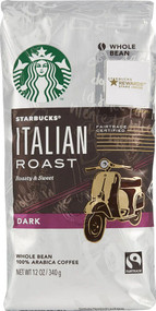 3 PACK of Starbucks Whole Bean Coffee Dark Roast Italian Roast -- 12 oz