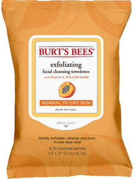 3 PACK of Burt's Bees Facial Cleansing Towelettes for Normal to Dry Skin Peach and Willow Bark -- 25 Towelettes