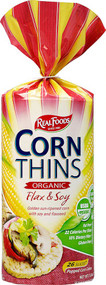 3 PACK of Real Foods Organic Corn Thins Flax and Soy -- 5.3 oz