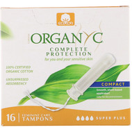 3 PACK of Organyc, Organic Tampons, Compact, Super Plus Absorbency, 16 Tampons