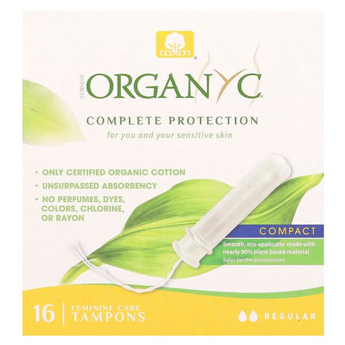 <img alt="Organyc, Organic Tampons, Compact, Regular, 16 Tampons" title="Organyc, Organic Tampons, Compact, Regular, 16 Tampons,8016867007375"
