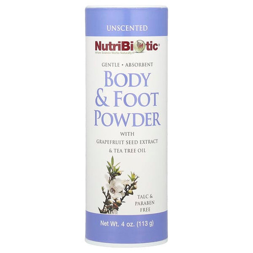 <img alt="NutriBiotic, Body & Foot Powder with Grapefruit Seed Extract & Tea Tree Oil, Unscented, 4 oz (113 g)" title="NutriBiotic, Body & Foot Powder with Grapefruit Seed Extract & Tea Tree Oil, Unscented, 4 oz (113 g),728177010607"