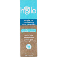 3 PACK of Hello, Antiplaque + Whitening Fluoride Free Toothpaste, Natural Peppermint, 4.7 oz (133 g)