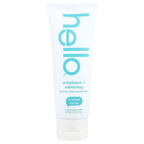 <img alt="Hello, Antiplaque + Whitening Fluoride Free Toothpaste, Natural Peppermint, 4.7 oz (133 g)" title="Hello, Antiplaque + Whitening Fluoride Free Toothpaste, Natural Peppermint, 4.7 oz (133 g),819156020240"