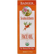 Badger Company, Organic Face Oil, Seabuckthorn, For Normal/Dry Skin, 1 fl oz (29.5 ml)