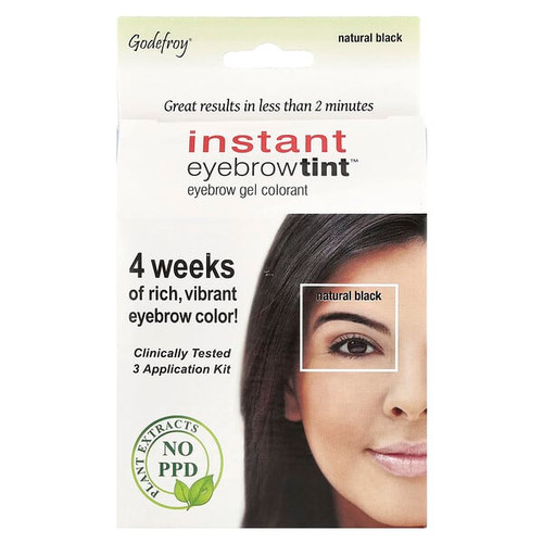 <img alt="Godefroy, Instant Eyebrow Tint, Natural Black, 3 Application Kit" title="Godefroy, Instant Eyebrow Tint, Natural Black, 3 Application Kit,186297000937"