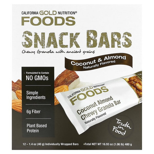 <img alt="California Gold Nutrition, Foods, Coconut Almond Chewy Granola Bars, 12 Bars, 1.4 oz (40 g) Each" title="California Gold Nutrition, Foods, Coconut Almond Chewy Granola Bars, 12 Bars, 1.4 oz (40 g) Each,898220013241"