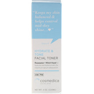 Cosmedica Skincare, Hydrate & Tone Facial Toner, Rosewater + Witch Hazel, 4 oz (120 ml)