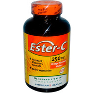 American Health, Ester-C, Orange Flavor, 250 mg, 125 Chewable Wafers