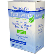 PureTouch Skin Care, Individual Flushable Moist Tush Wipes, 24 Single Use Packets (Discontinued Item)