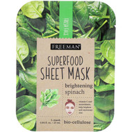 3 PACK of Freeman Beauty, Superfood Sheet Mask, Brightening Spinach, 1 Mask