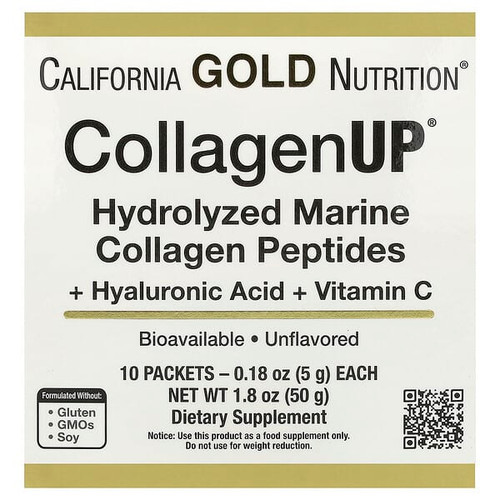 <img alt="California Gold Nutrition, CollagenUP, Hydrolyzed Marine Collagen Peptides with Hyaluronic Acid and Vitamin C, Unflavored, 10 Packets, 0.18 oz (5 g) Each" title="California Gold Nutrition, CollagenUP, Hydrolyzed Marine Collagen Peptides with Hyaluronic Acid and Vitamin C, Unflavored, 10 Packets, 0.18 oz (5 g) Each,898220013449"