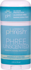 3 PACK of Honestly pHresh Prebiotic Natural Deodorant Unscented -- 2.25 oz