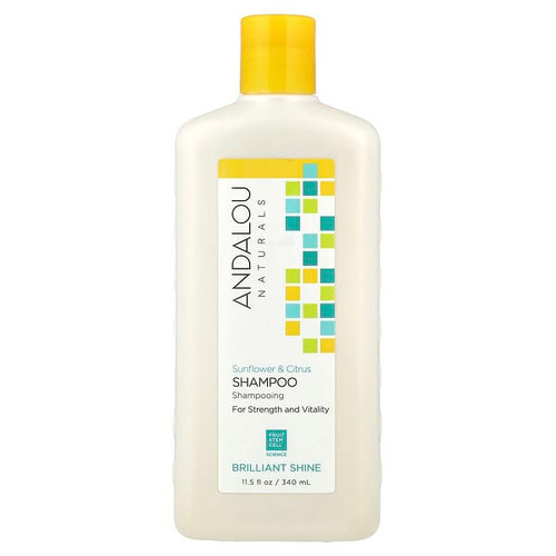 <img alt="Andalou Naturals, Shampoo, Brilliant Shine, Sunflower & Citrus, 11.5 fl oz (340 ml)" title="Andalou Naturals, Shampoo, Brilliant Shine, Sunflower & Citrus, 11.5 fl oz (340 ml),859975002027"