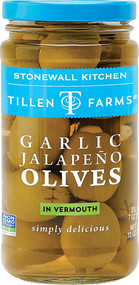 3 PACK of Tillen Farms Garlic Jalapeno Olives in Vermouth -- 12 oz