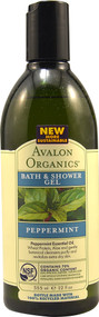 Avalon Organics, Bath & Shower Gel, Revitalizing Peppermint, 12 fl oz (355 ml)