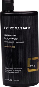 3 PACK of Every Man Jack Volcanic Clay Body Wash Oil Defense -- 16.9 fl oz