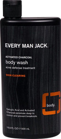 3 PACK of Every Man Jack Activated Charcoal Body Wash Skin Cleansing -- 16.9 fl oz
