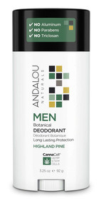 3 PACK of Andalou Naturals MEN Botanical Deodorant Highland Pine -- 2.65 oz