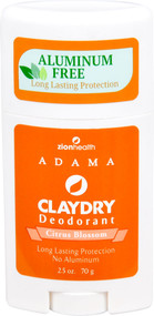 3 PACK of Zion Health ClayDry Deodorant Solid Citrus Blossom -- 2.8 oz