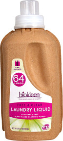 3 PACK of Biokleen Laundry Liquid Free & Clear 64 Loads -- 32 fl oz