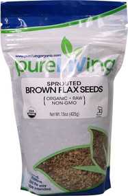 3 PACK of Pure Living Organic Flax Seeds Sprouted Brown -- 15 oz