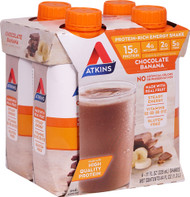 3 PACK of Atkins RTD Energy Shake 4 Pack Chocolate Banana -- 4 Bottles