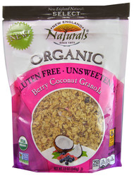 3 PACK of New England Naturals Organic Gluten Free Unsweetened Granola Berry Coconut -- 12 oz