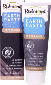 3 PACK of Redmond Trading Company Earthpaste Natural Toothpaste with Activated Charcoal Peppermint -- 4 oz