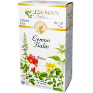 3 PACK of Celebration Herbals Organic Lemon Balm Tea Caffeine Free -- 24 Herbal Tea Bags