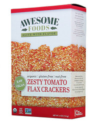 3 PACK of Awesome Foods Flax Crackers Gluten Free Zesty Tomato -- 4 oz