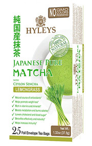 3 PACK of Hyleys Japanese Pure Matcha Tea with Ceylon Sencha Lemongrass -- 25 Tea Bags