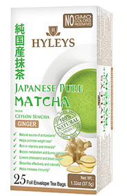 3 PACK of Hyleys Japanese Pure Matcha Tea with Ceylon Sencha Ginger -- 25 Tea Bags