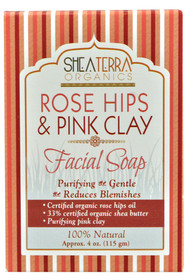 3 PACK of Shea Terra Organics Facial Soap Rose Hips & Pink Clay -- 4 oz