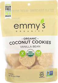 3 PACK of Emmys Organics Coconut Cookies Gluten Free Vegan Coconut Vanilla -- 6 oz