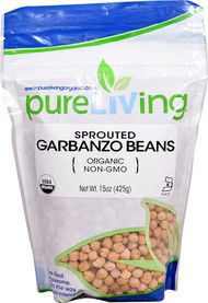 3 PACK of Pure Living Organic Sprouted Garbanzo Beans Dried -- 15 oz