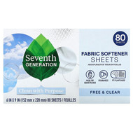 <img alt="Seventh Generation, Fabric Softener Sheets, Free & Clear, 80 Sheets" title="Seventh Generation, Fabric Softener Sheets, Free & Clear, 80 Sheets,732913227877"