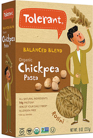 3 PACK of Tolerant Food Organic Chickpea Pasta Balanced Blend Gluten Free Rotini -- 8 oz