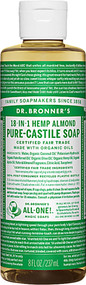 3 PACK of Dr. Bronners Pure Castile Liquid Soap Almond -- 8 fl oz
