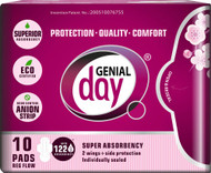 3 PACK of Genial Day Feminine Pads Regular Flow Super Absorbency -- 10 Pads