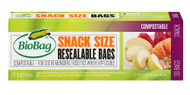 3 PACK of Biobag Snack Size Resealable Bags -- 30 Bags