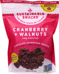 3 PACK of Sustainable Snacks Chocolate Superfood Snacks Cranberry Walnuts and Pepitas -- 4 oz