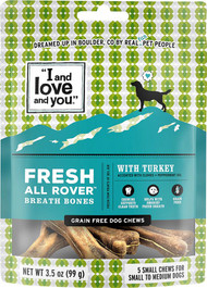 3 PACK of I and Love and You Fresh All Rover Breath Bones Turkey -- 5 Treats