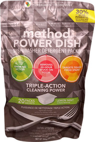 3 PACK of Method Power Dish Dishwasher Detergent Packs Lemon Mint -- 20 Packs