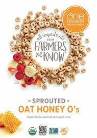 3 PACK of One Degree Organic Foods Sprouted Oat Honey Os -- 10 oz
