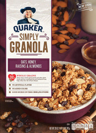 3 PACK of Quaker Simply Granola Oats Cereal Honey Raisin & Almonds -- 28 oz