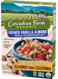 3 PACK of Cascadian Farms Organic Granola Cereal French Vanilla Almond -- 13 oz