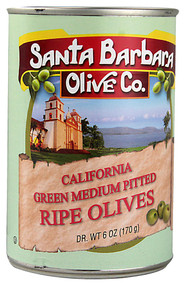 3 PACK of Santa Barbara Olive Co. Green Medium Pitted Olives -- 6 oz